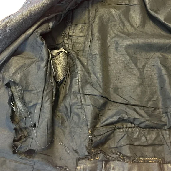 Leather Jacket Biker Motorcycle Men'sSMALL/MEDBlack90's